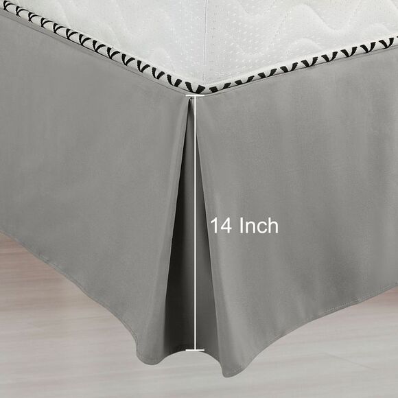 Pleated Bed Skirt Classic Polyester Dust Ruffled with 14 Inch Drop Dark Gray - Picture 4 of 6